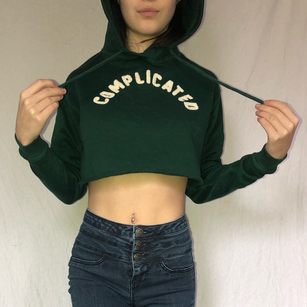 Cropped Complicated Dark Green Hoodie